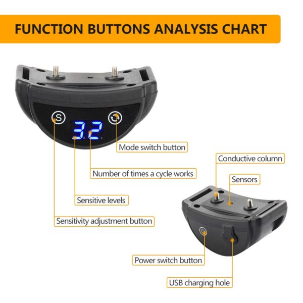 Bark Shock Collar for Dogs Automatic Quick Bark Stop Collar 45 Days Ultra Long Working Time LED Display 3-Function Mode T/V/S - Image 3