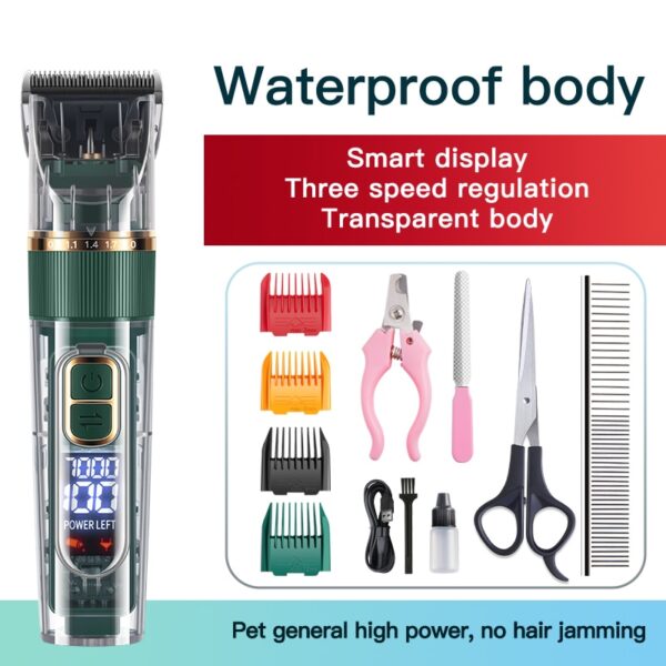 Pet Dog And Cat Electric Hair Clipper Beauty Clipper Shaver Full Set Of Waterproof Multifunctional Pet Cleaning Supplies