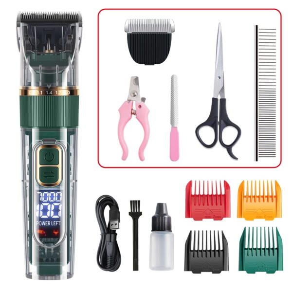 Pet Dog And Cat Electric Hair Clipper Beauty Clipper Shaver Full Set Of Waterproof Multifunctional Pet Cleaning Supplies - Image 4